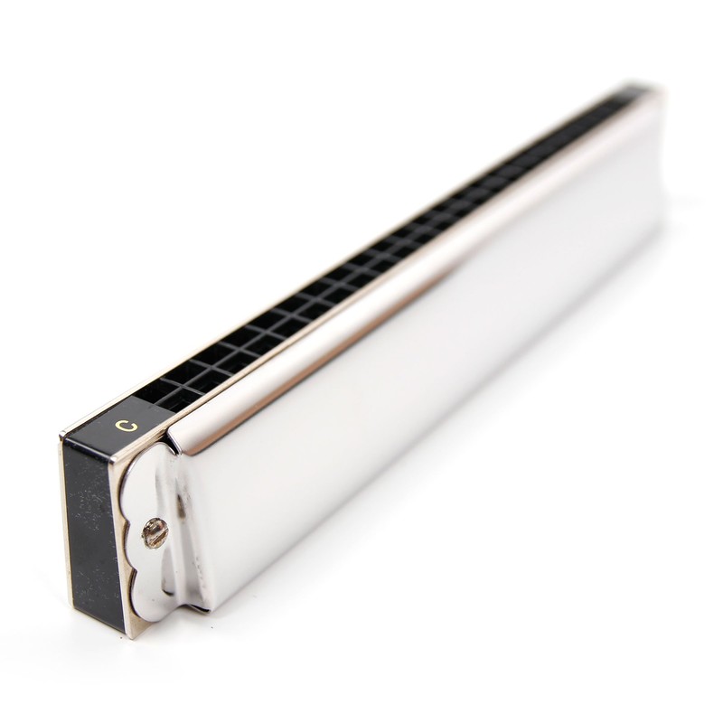 Premium Silver 24 Hole Harmonica With 48 Reeds Key of