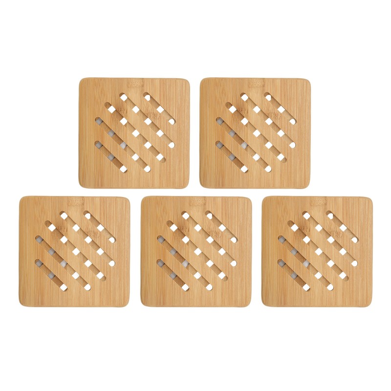 5 Pcs Bamboo Hot Pad Table Mat Bamboo Trivet Pot