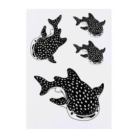 4 x 'Cute Whale Shark' Temporary Tattoos - Water Resistant, Skin-Safe, Non-Toxic Transfers, Mixed Sizes (TO00076198)