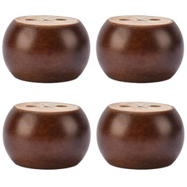 TCHOSUZ 2 inch / 5cm Wooden Furniture Legs, Pack of 4 Walnut Solid Wood Turned DIY Replacement Bun Feet with M8 Hanger Bolts & T-Nuts or Sofa Couch Cabinet Recliner Ottoman Riser