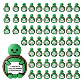 Lyreh 60pcs Mini Positive Turtle, Cute PVC Emotional Doll Positive Decor Support Sea Turtle Figurines Motivational Gift with Encouragement Words Inspirational Animal Cheer Up Statue Decoration