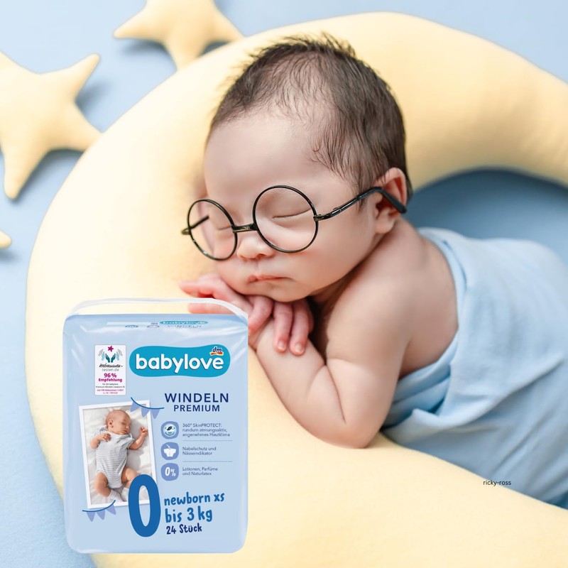 babylove Nappies Premium Extra Soft Size XS, Newborn up to