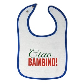 Toddler & Baby Bibs Burp Cloths Novelty Ciao Bambino! Funny Humor Cotton Baby Items for Baby Girl & Boy White Royal Blue Design Only