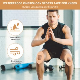 10 PCS Kinesiology Tape Pre Cut Kinetic Tape Knee for Knee Support Breathable and Comfortable Waterproof and Elastic for Running,Cycling,Basketball,Etc.