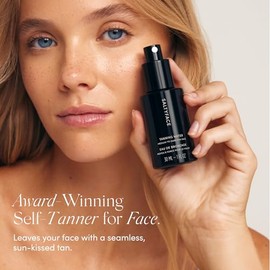 SALTYFACE - Tanning Water (Light to Medium) - Self Tanner for Face, Neck, Ears, Chest - No Color Transfer - Oil Free, Fragrance Free - Streak-Free, Non-Clogging - Vegan Skin Care - 1 FL OZ (30 ML)