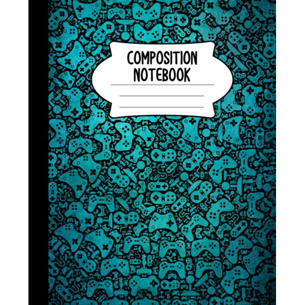 Composition Notebook: Video Game Controller Notebook | Blue, Wide-Ruled, 7.5