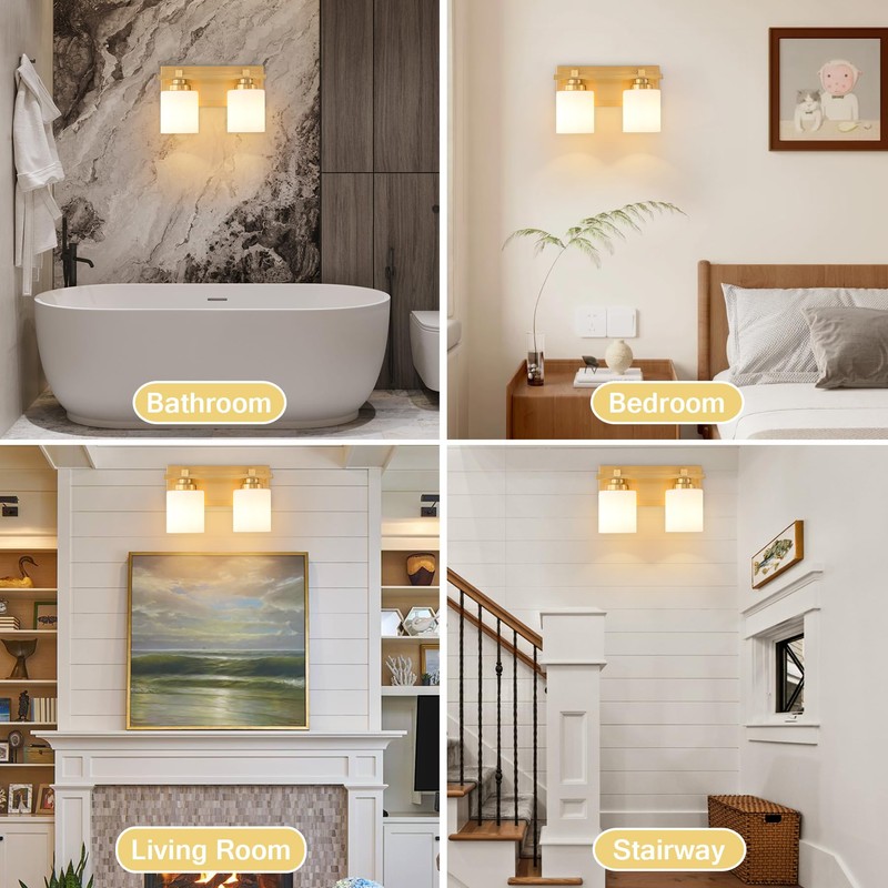 BrkNit 2 Light Modern Bathroom Light Fixtures Over Mirror, Brass