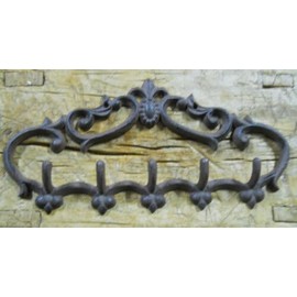 Cast Iron Victorian Style Towel Coat Hooks Hat Hook Key Rack Rustic Brown Finish