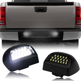 KEEGTBOX Full LED License Plate Light Tag Lamp Assembly Compatible with GMC Sierra Chevy Silverado 1500 2500 3500 and Suburban Tahoe Yukon XL Escalade White light 2-Piece Replacement