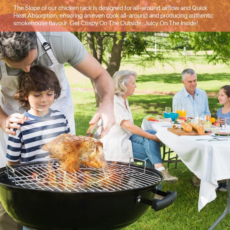 Durable Stainless Steel Chicken&Turkey Roasting Rack with Brush, 2 in
