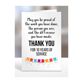 10 years of work service card, for employee, colleague, boss, manager, supervisor, present, anniversary, gifts for men, women, him, her, 10th,Thank you for, A5-149_11
