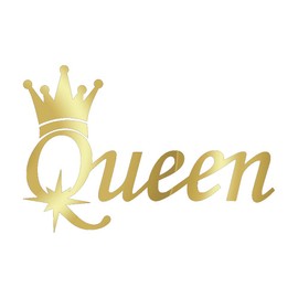Transparent Decal Stickers of Queen Crown (Metallic Gold) Premium Waterproof Vinyl Decal Stickers for Laptop Phone Accessory Helmet Car Window Mug Tuber Cup Door Wall Decoration ANDauto0h1392GO