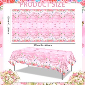 HOWAF 3 Pack Happy Mother's Day Glitter Plastic Tablecloth, Large Rectangle Pink Rose Floral Mother‘s Day Party Table Cover for MOM's Day Outdoor Home Party Disposable Waterproof Plastic Tablecloth