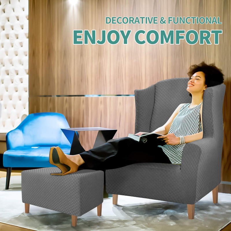 YEMYHOM Ottoman Cover Latest Jacquard Design High Stretch Folding Storage
