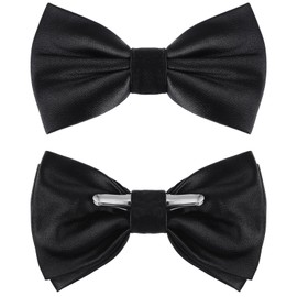Geyoga 2 Packs Bow Ties for Men Bow Ties Boys Bow Tie Costume Bow Ties kids Solid Clip on Bowtie for Wedding Party (Black)