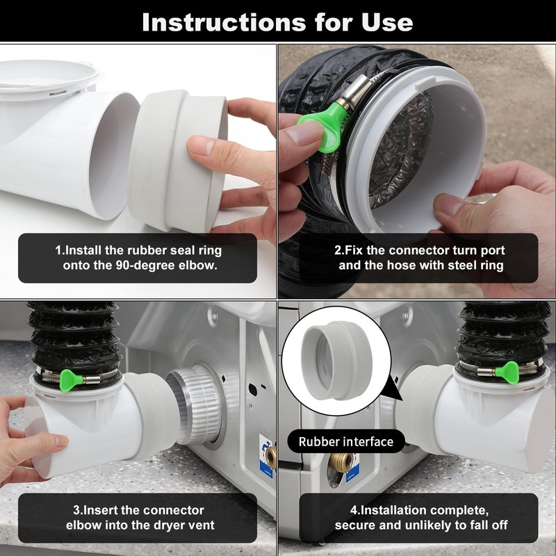 4Inch Dryer Vent Hose 10FT, Rubber Interface Dryer Vent Connector
