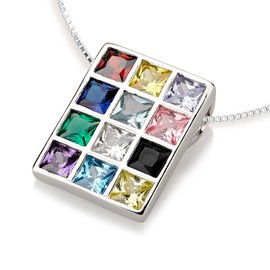 Ephod Breastplate Necklace, Priest Breastplate, Hebrew Jewelry, Hoshen Necklace, Tribes of Israel Necklace, 925 Sterling Silver Jewelry, Sterling Silver Stone Cubic Zirconia, Cubic Zirconia