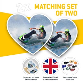 2 x Heart Stickers 15 cm - Jet Ski Racing Fun Decals for Laptops,Tablets,Luggage,Scrap Booking,Fridges, #15798
