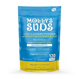 Molly's Suds 2-in-1 Original Laundry Powder with Oxygen Brightener Boost | Clean Laundry Detergent & Stain Remover | Peppermint with Hint of Lemon, 120 Loads