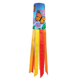 In the Breeze 5213 — Monarch Butterfly 40-inch Inspiration Windsock — Colorful Hanging Garden Décor with Embroidered Details…