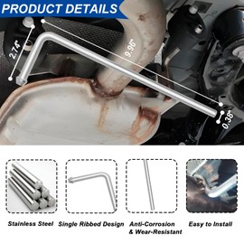 CAROTUPY 304 Stainless Steel Exhaust Hanger Rod, 4Pcs 9.5" Long Universal Exhaust Hanger