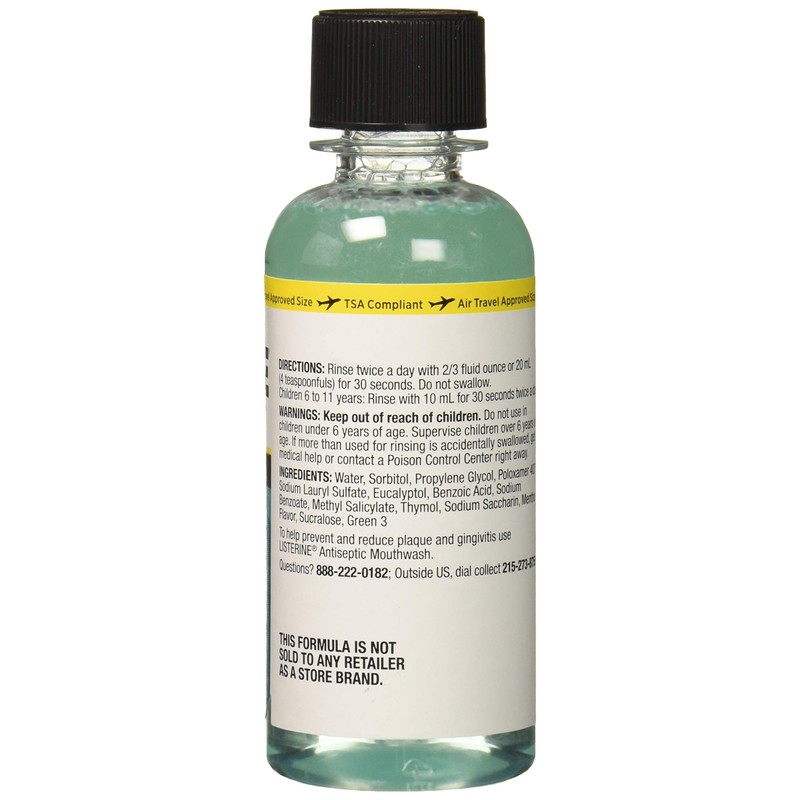 Listerine Cool Mint Zero Alcohol Mouthwash, 3.2 oz (Pack of