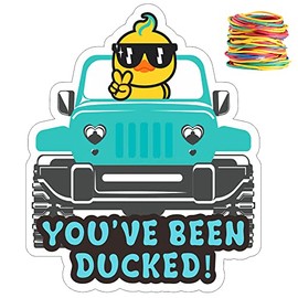 You've Been Ducked, Duck Tags,Cute Duck Tags, Duck Duck Tags, Ducking Game Card, 35 Pack Ducked Tags 2.8 x 2.4", with Round Hole and Rubber Bands, Cool Duck Design and SUV Car