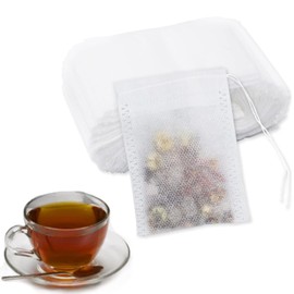 100 PCS Reusable Tea Bags, 7x9cm Empty Drawstring Filters, Muslin Bags Tea Filter for Loose Leaf Tea, Coffee & Spices(Natural Cotton)