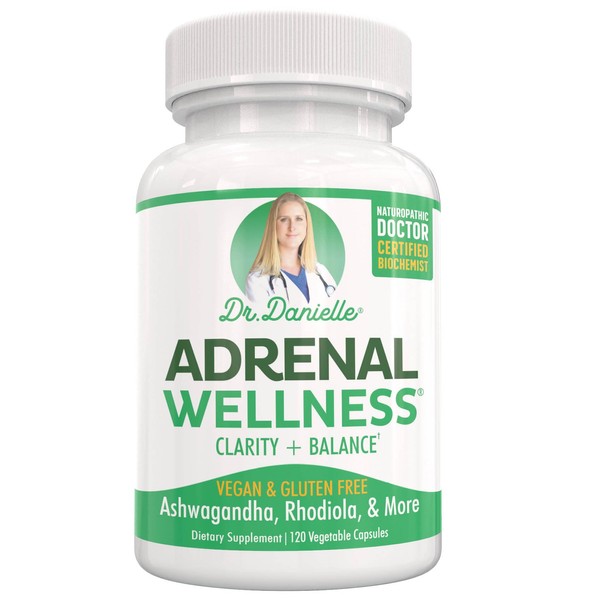 Adrenal Wellness Ashwagandha & More - Organic Mind, Body Support by Dr. Danielle, 120 Capsules