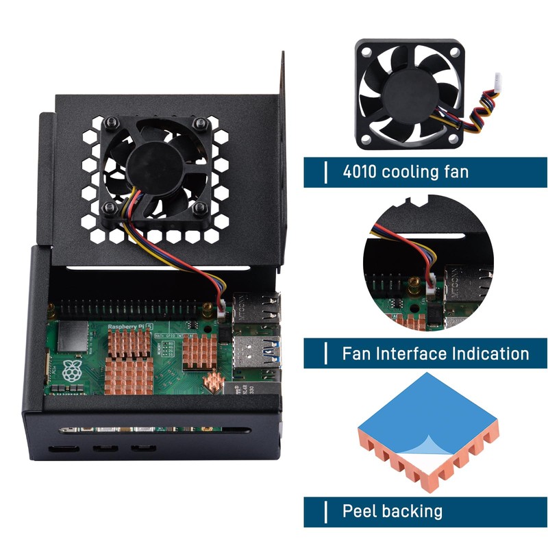 GeeekPi Raspberry Pi 5 Metal Case with Fan, Cooling Fan