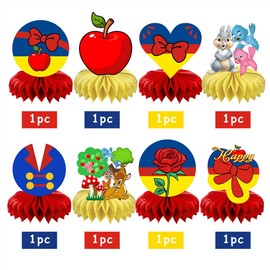 8Pcs White Girls Princess Honeycomb Table Centerpiece,Girls Princess Birthday Party Supplies Table Decorations for Kids Party Decorations