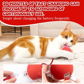 Interactive Cat Toys for Indoor Cats - Interactive Puppy Toys Ball with Tail,Realistic Bird Chirping,Smart Obstacle Avoidance and Auto Restart,Cat Puzzle Toys for Bored Indoor Adult Cats and Dog(Red)