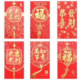 24 PCS Chinese Red Envelopes Chinese New Year Envelopes Lucky Money Pocket Chinese Element Spring Festival Pocket 2024 Year of The Dragon Hongbao Blessing Red Envelope Hong Bao for Wedding Birthday