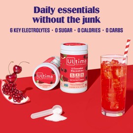 Ultima Replenisher Daily Electrolyte Powder Drink Mix – Sugar Free – Cherry Pomegranate, 90 Servings – Hydration Powder with 6 Electrolytes & Minerals – Keto Friendly, Vegan, Non-GMO