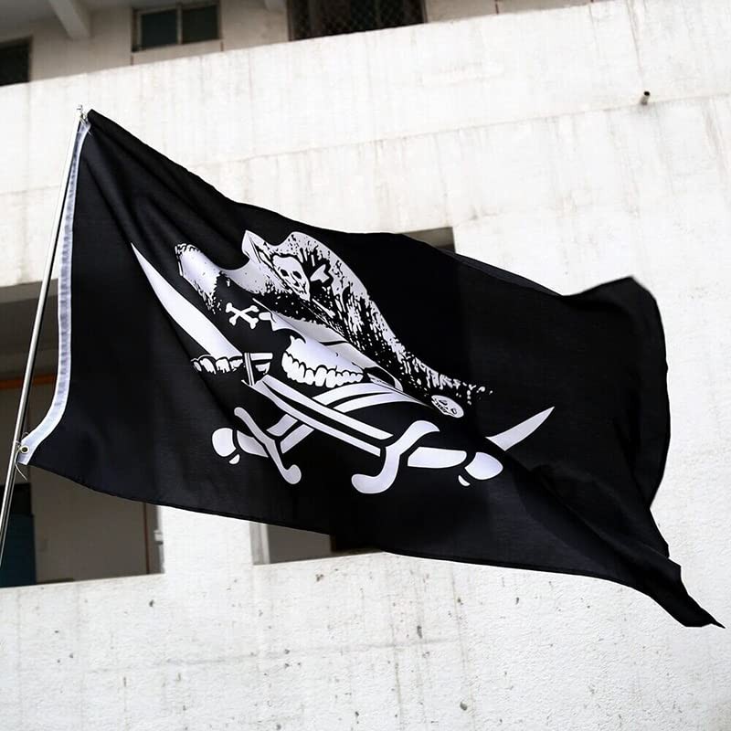 AIMALL 3x5ft Jolly Roger Pirate Flag, Skull and Crossbones with