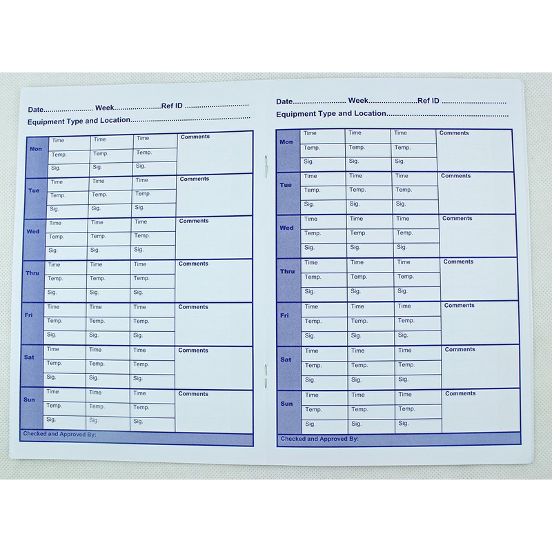 Hygi First Temperature Log Book A5 for recording appliance temperatures