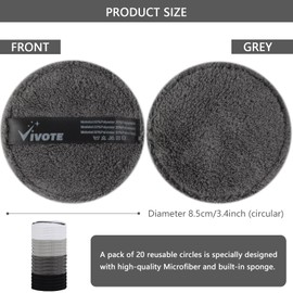 VIVOTE Mikrofaser Waschbare Pads 20 Stück Wiederverwendbare Mikrofaser Abschmink Tücher, weiche, für Gesichtsreinigung und Hautpflege mit Wäschesack (Farbmischung)