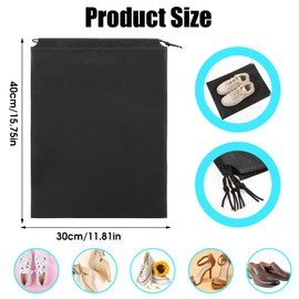 4pcs Shoe Bags Travel Shoe Bag Large Portable Shoe Bags Non-Woven Dustproof Shoe Cord Bag Storage Bag Shoe Bags Black Shoe Bag 40 × 30 cm for Men Women Home Sports, black, shoe bag