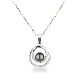 Schöner-SD Silver Chain Necklace with Pendant Pearl 925 Silver, Silver, Pearl