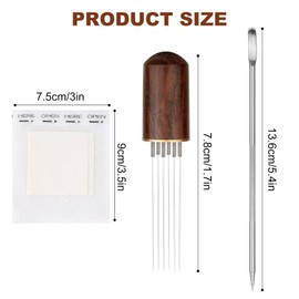 Wdt Tool Espresso Accessories Barista Coffee Portafilter Accessories, Espresso Needle, Coffee Distributor, Espresso Distributor, 6 Needles Coffee Distributor, with Latte Needle and Tab Coffee Filter