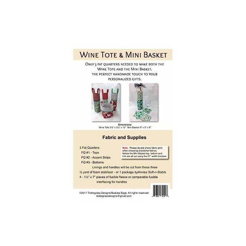 Bodobo Bags Wine Tote & Mini Basket Pattern, None