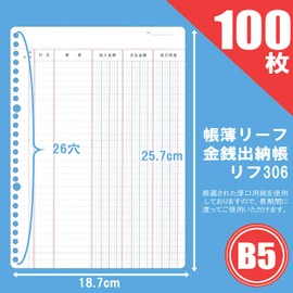 アピカ 帳簿リーフ 金銭出納帳 LEAF306 B5