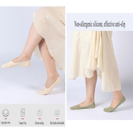 ALEXZV 10Pairs No Show Socks Women Men Cotton Socks Non Slip Low Cut Socks flat liner socks Black White (6P White)