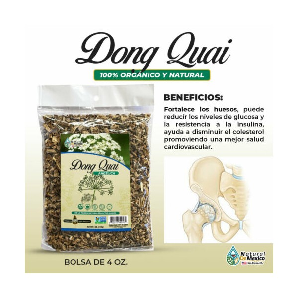 Natural de Mexico USA Dong Quai Herb Tea 4 oz. 113gr. Angelica Sinensis Mexica Herb, Para Osteoporosis