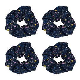 4 Pack Starry Sky Party Favors Hair Scrunchies Dance Hair Ties Hair Soft Scrunchy Hair Ties Ropes Ponytail Holders Wrist for Girls School,Dance,Stage (Dark Blue)