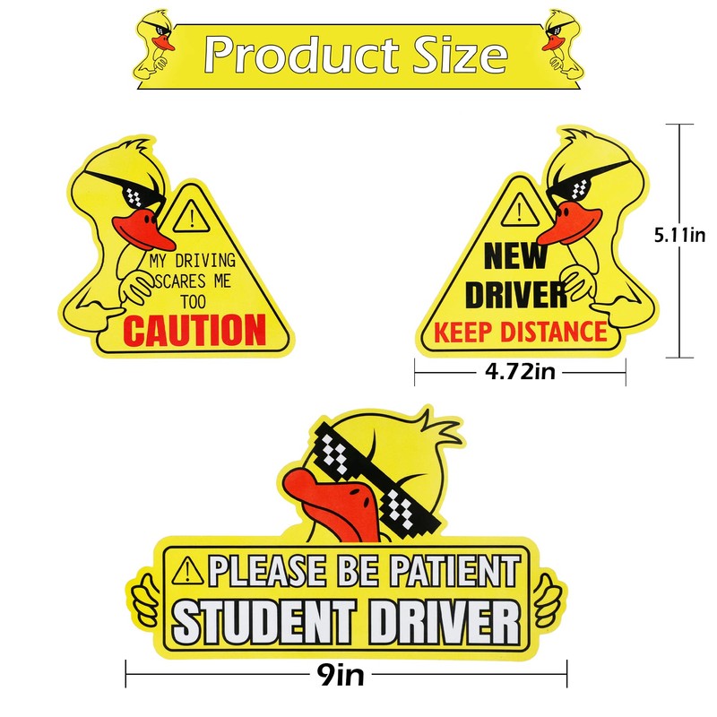 SINGARO New Driver Magnet for Car, 3pcs Cute Duck Car