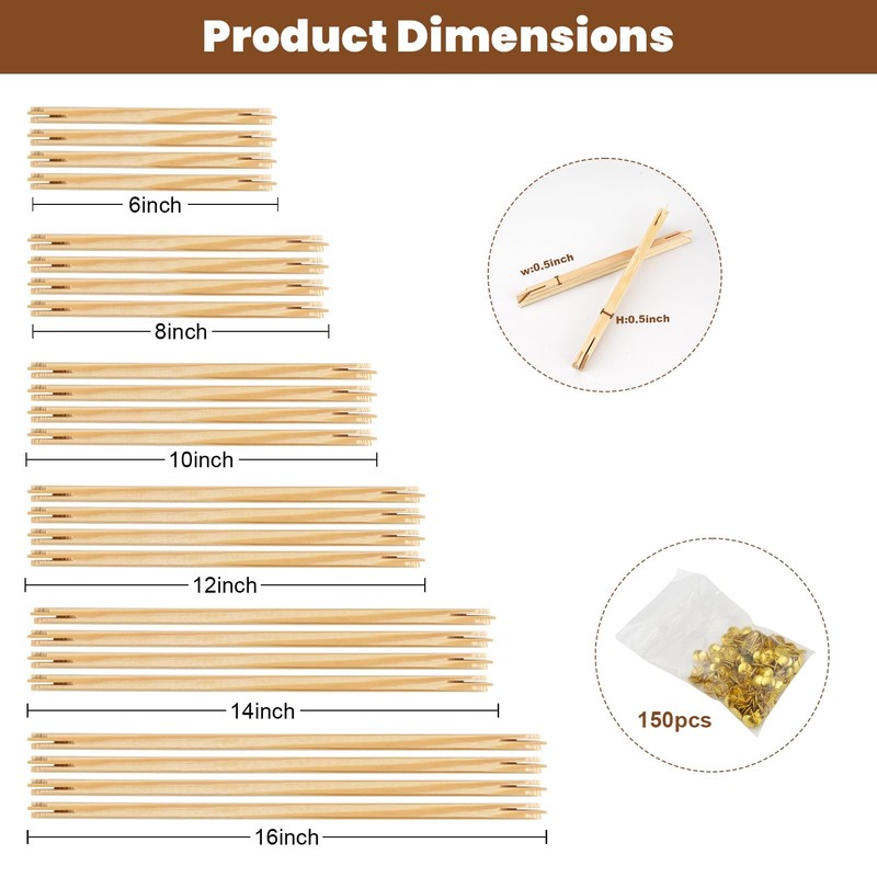 24-Piece Wooden Needlepoint Stretcher Bar Kit with 150 Tacks, 6
