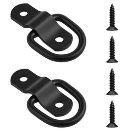 Pack of 2 D Ring Lashing Eyelets Heavy Duty, D Rings Set with Bracket, Heavy Duty Lashing Eyelets with Screws, Black D Ring Anchor Hooks, Load 1096 kg/2400 lbs, for Truck, Motorhome, Van, Boat
