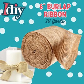 Natural Burlap Ribbons (6" Wide, 10 Yards)-No Wire, 100% Jute-DIY Art & Craft & Projects, Gift Wrapping, Bows, Indoor Outdoor Rustic Wedding Decoration, Holiday Christmas Tree Trimming, Gift Basket