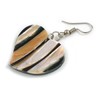 50mm L/Black/Brown/Natural Heart Shape Sea Shell Earrings/Handmade/Slight Variation In Colour/Natural